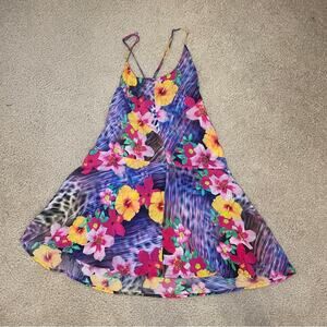 Nanette Lapore Floral Tropical Cover Up Slip Dress Swim Collection Size Large